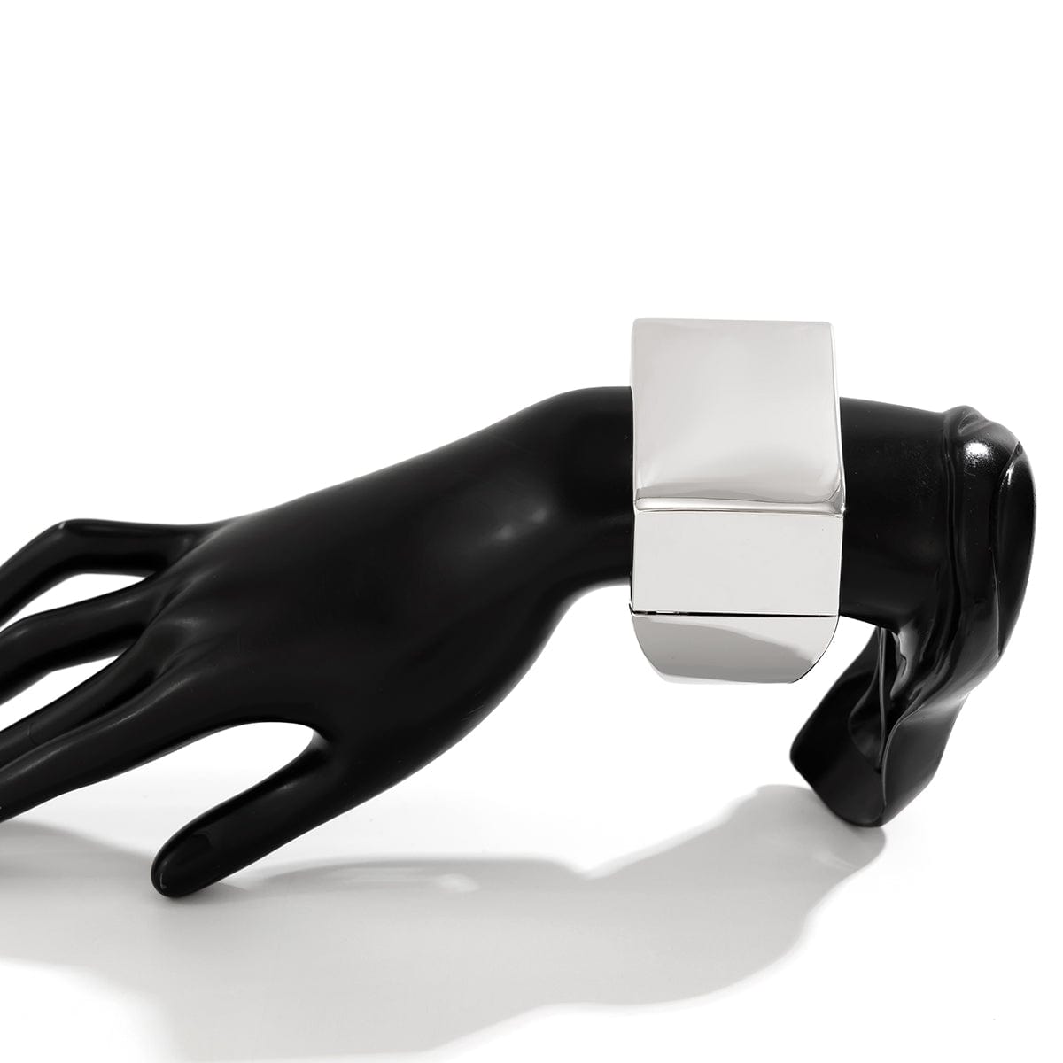 Geometric Chunky D Shaped Wide Cuff Bangle Bracelet - ArtGalleryZen