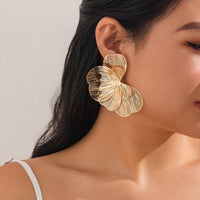 Thumbnail for Geometric Chunky Hollow Ginkgo Leaf Earrings - ArtGalleryZen