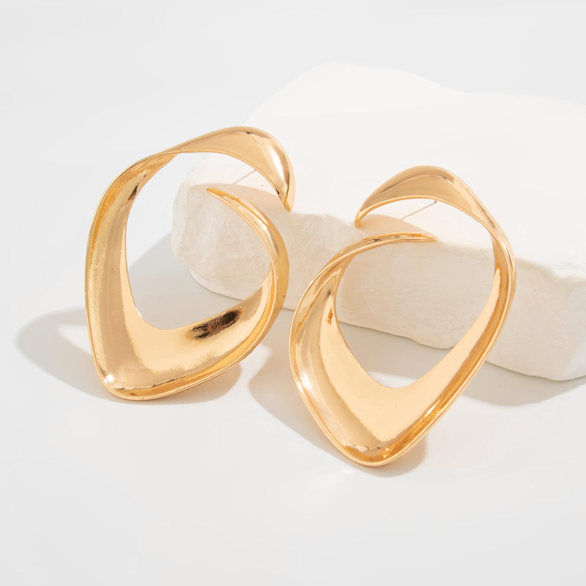 Geometric Chunky Irregular Curl Stud Earrings - ArtGalleryZen