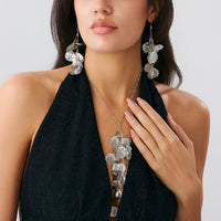 Thumbnail for Geometric Chunky Leaf Pendant Y Necklace Earrings Set - ArtGalleryZen