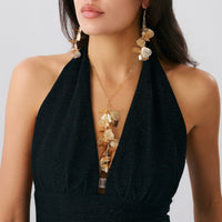 Thumbnail for Geometric Chunky Leaf Pendant Y Necklace Earrings Set - ArtGalleryZen