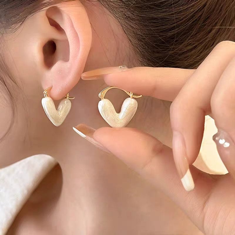 Geometric Colorful Enamel Heart Earrings - ArtGalleryZen