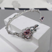 Thumbnail for Geometric Crystal Heart Bangle Bracelet - ArtGalleryZen