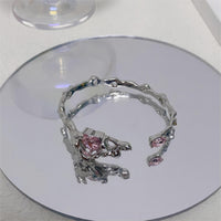 Thumbnail for Geometric Crystal Heart Bangle Bracelet - ArtGalleryZen
