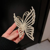 Thumbnail for Geometric Crystal Pearl Inlaid Butterfly Chignon Claw Clip Hair Clip - ArtGalleryZen