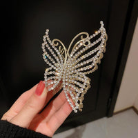 Thumbnail for Geometric Crystal Pearl Inlaid Butterfly Chignon Claw Clip Hair Clip - ArtGalleryZen