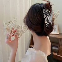 Thumbnail for Geometric Crystal Pearl Inlaid Butterfly Chignon Claw Clip Hair Clip - ArtGalleryZen