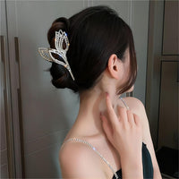 Thumbnail for Geometric Crystal Pearl Inlaid Tulip Chignon Claw Clip Hair Clip - ArtGalleryZen