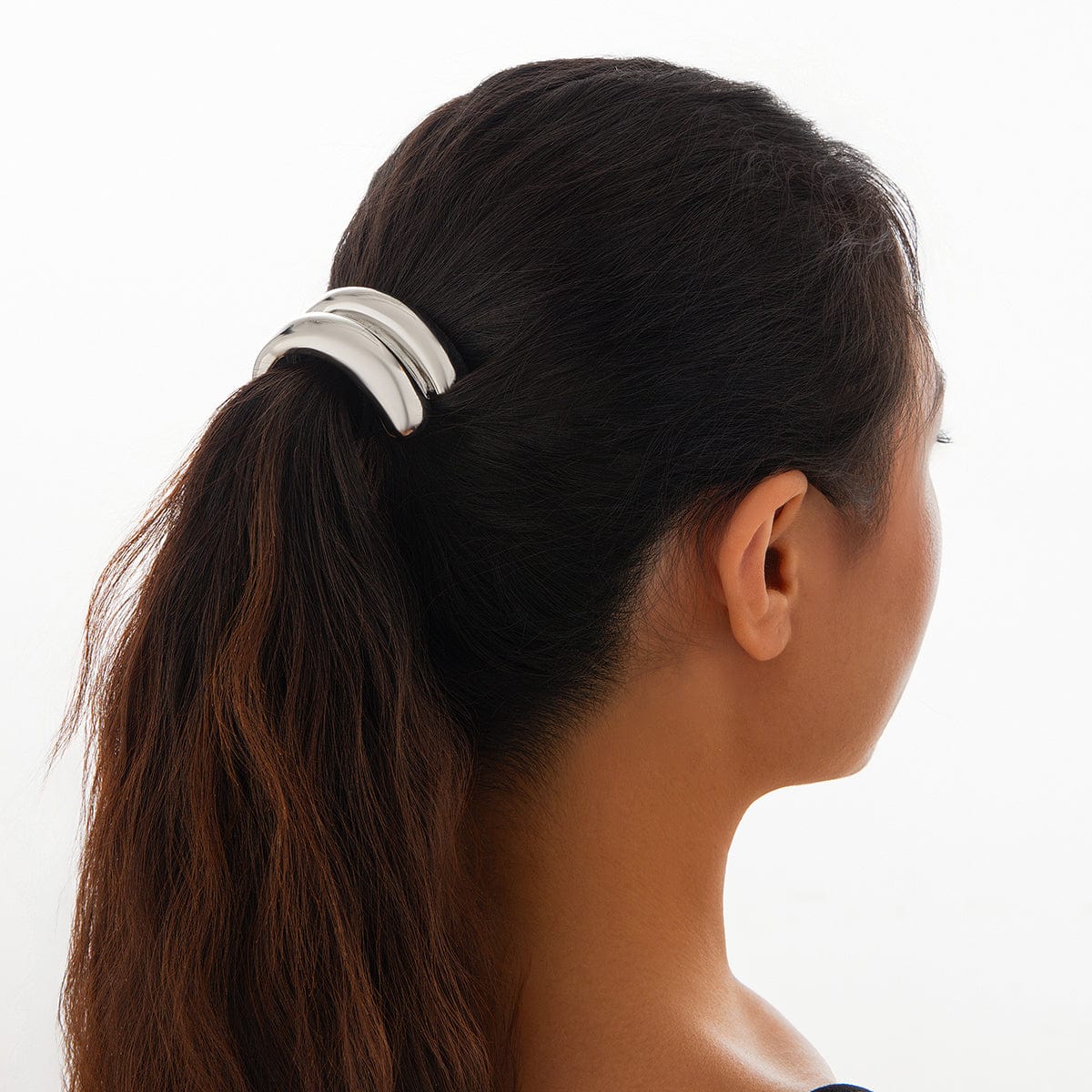 Geometric Curved Metallic Elastic Hair Tie - ArtGalleryZen