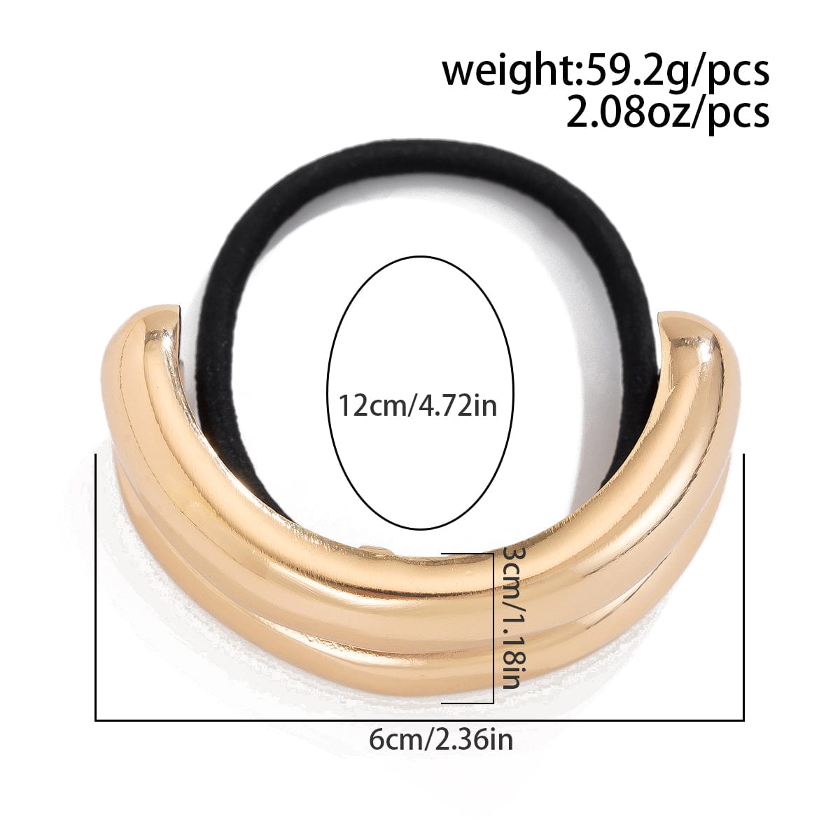 Geometric Curved Metallic Elastic Hair Tie - ArtGalleryZen