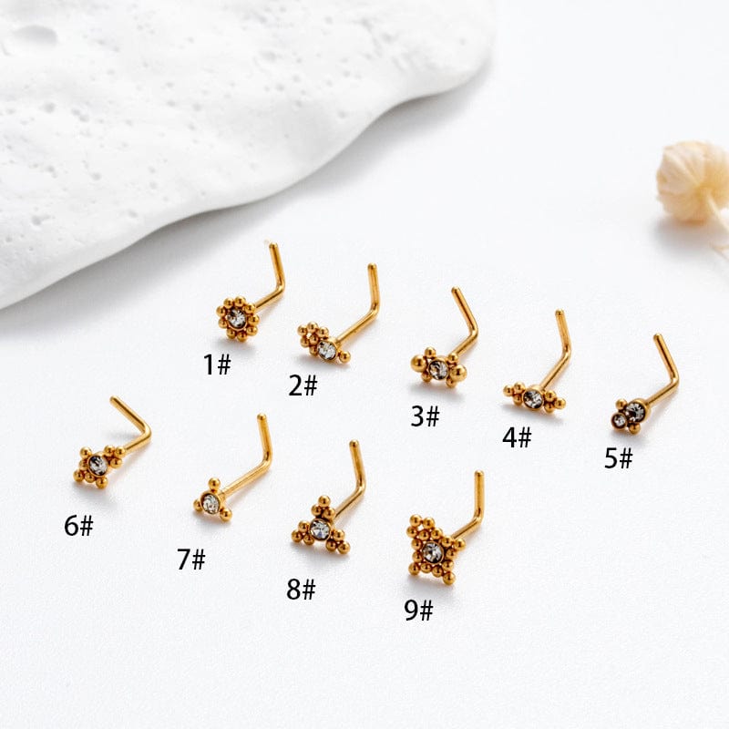 Geometric CZ Inlaid Beads Nose Piercing Nose Stud - ArtGalleryZen