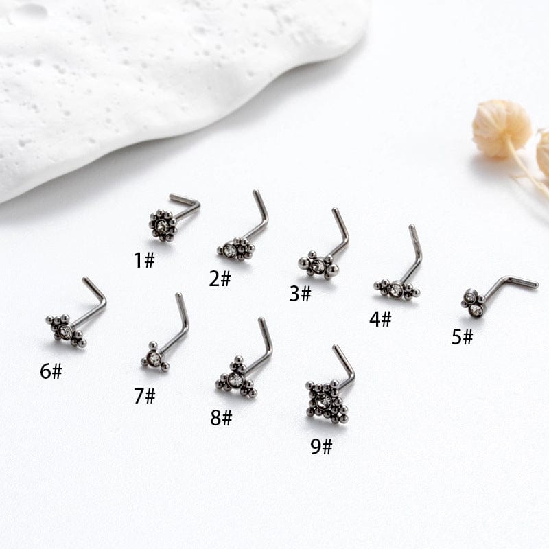 Geometric CZ Inlaid Beads Nose Piercing Nose Stud - ArtGalleryZen