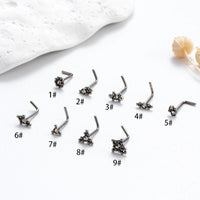 Thumbnail for Geometric CZ Inlaid Beads Nose Piercing Nose Stud - ArtGalleryZen