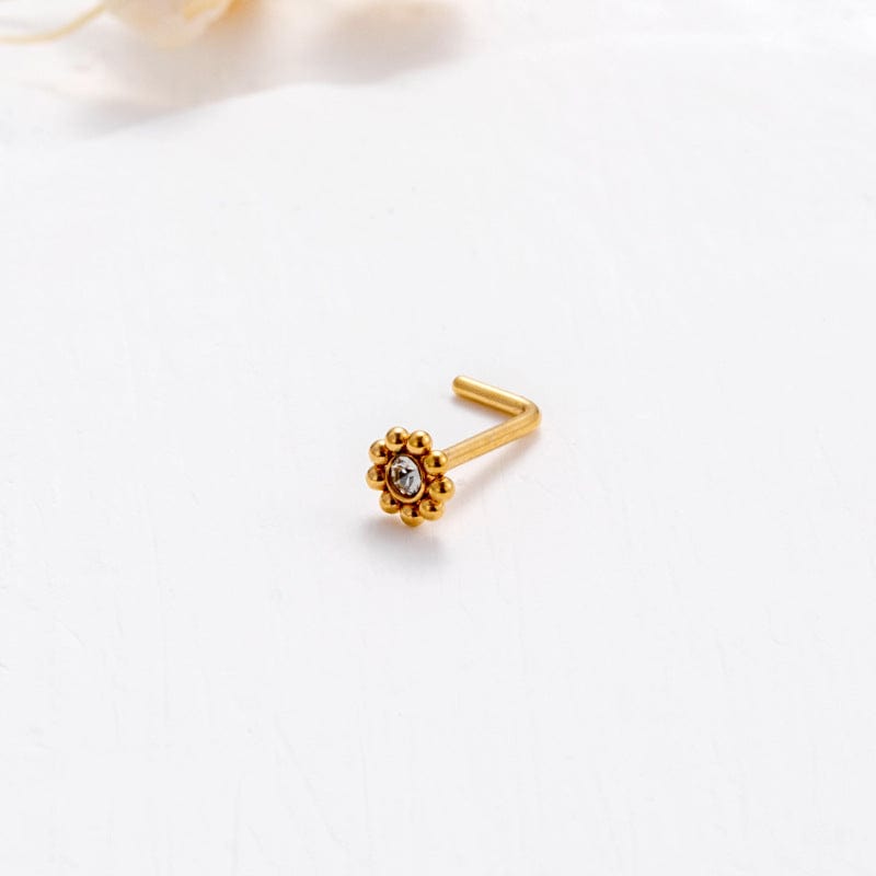 Geometric CZ Inlaid Beads Nose Piercing Nose Stud - ArtGalleryZen