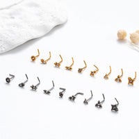 Thumbnail for Geometric CZ Inlaid Beads Nose Piercing Nose Stud - ArtGalleryZen