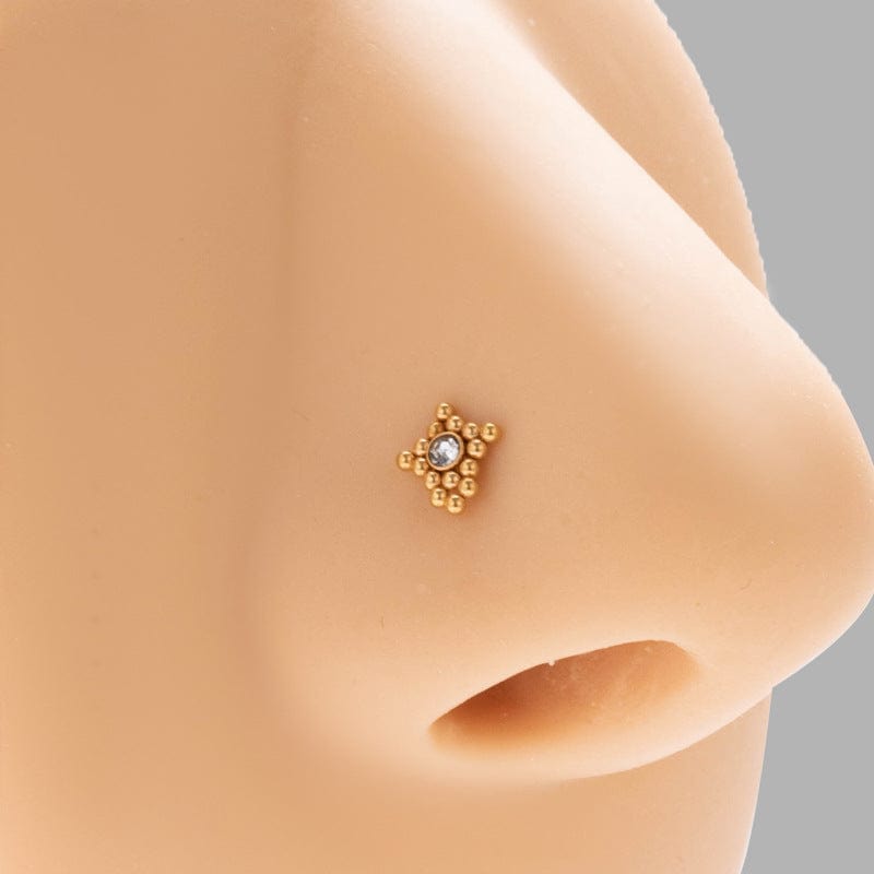 Geometric CZ Inlaid Beads Nose Piercing Nose Stud - ArtGalleryZen