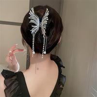 Thumbnail for Geometric CZ Inlaid Pearl Chain Tassel Butterfly Chignon Claw Clip Hair Clip - ArtGalleryZen