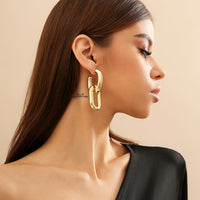 Thumbnail for Geometric Double Oval Link Dangle Earrings - ArtGalleryZen