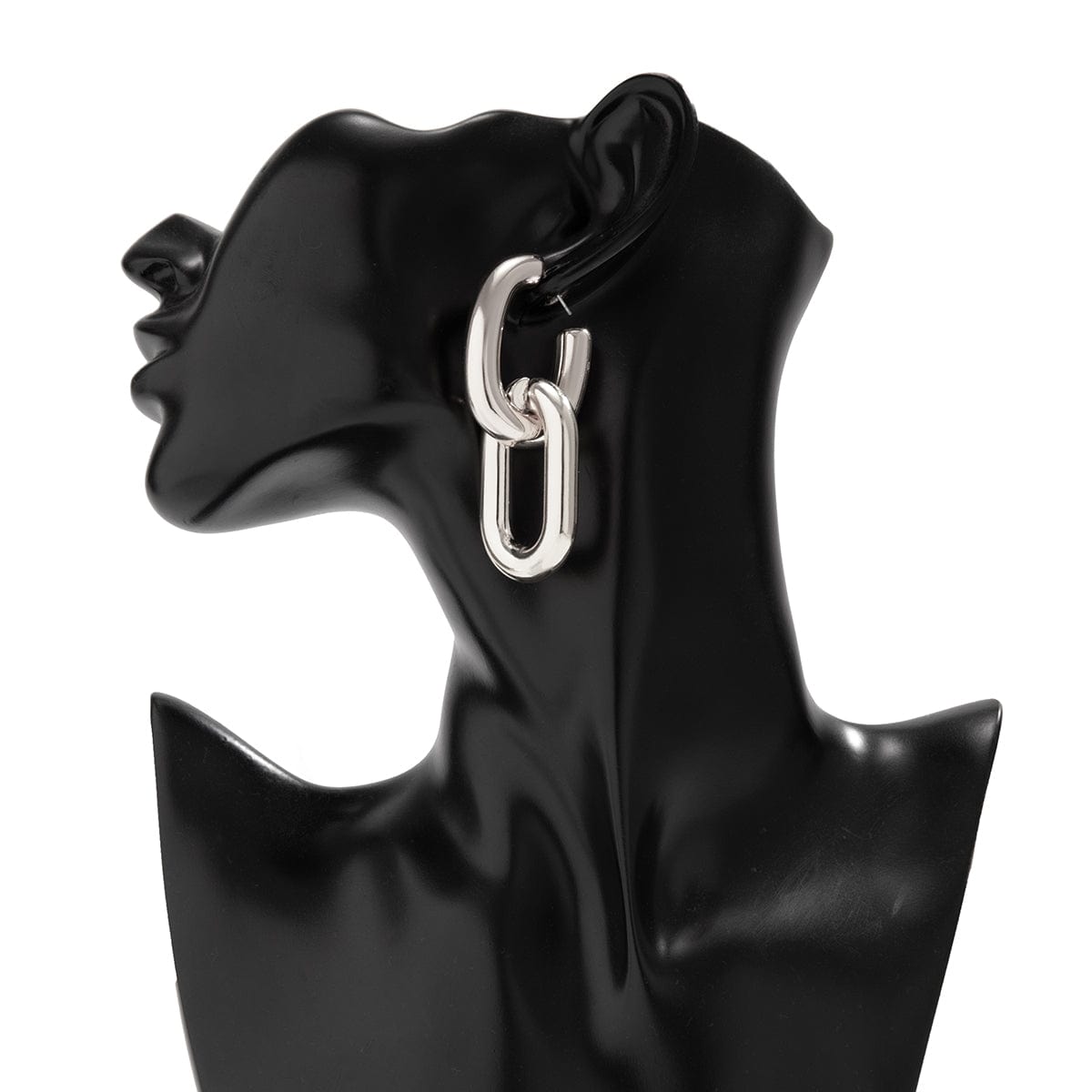 Geometric Double Oval Link Dangle Earrings - ArtGalleryZen