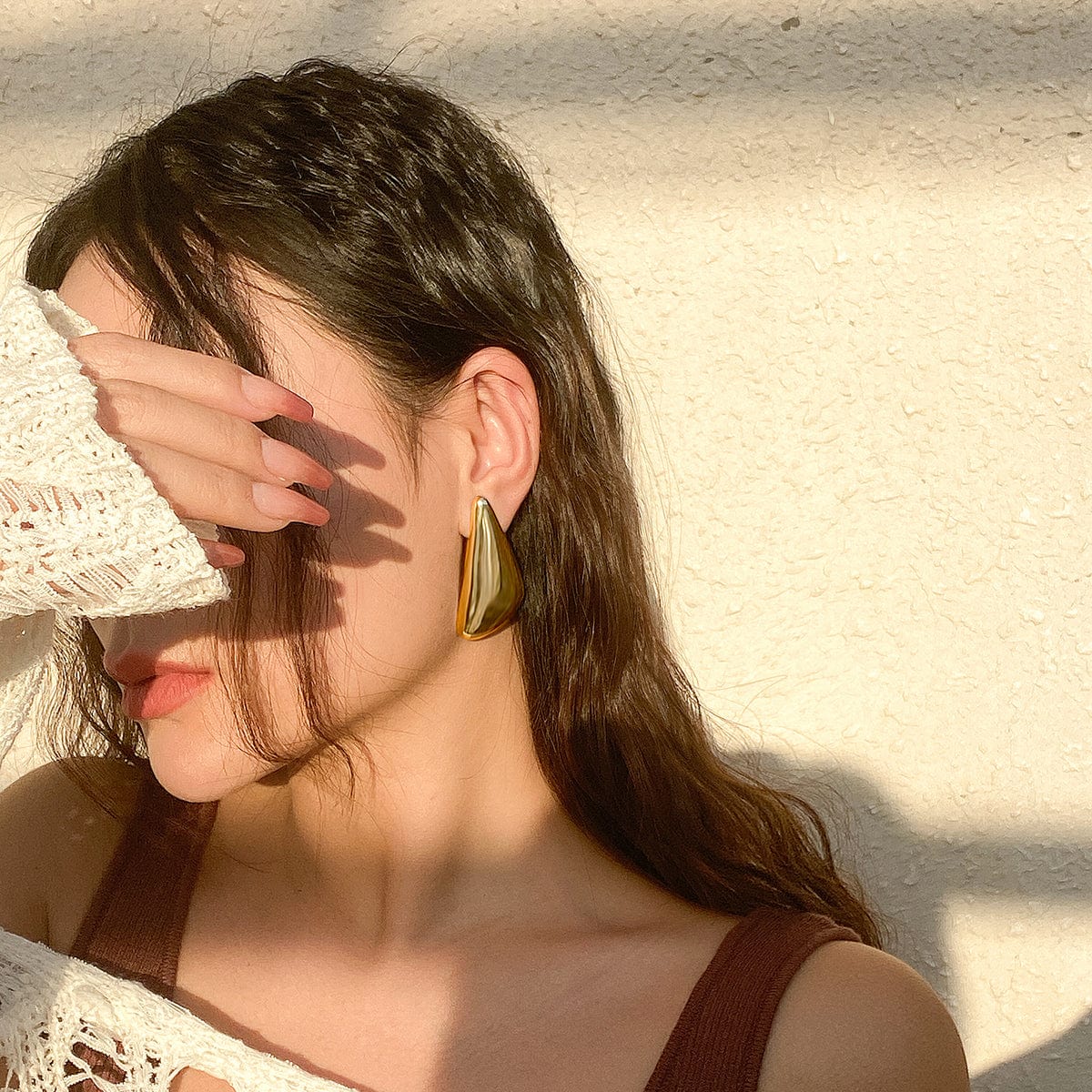 Geometric Glossy Triangle Dangle Earrings - ArtGalleryZen