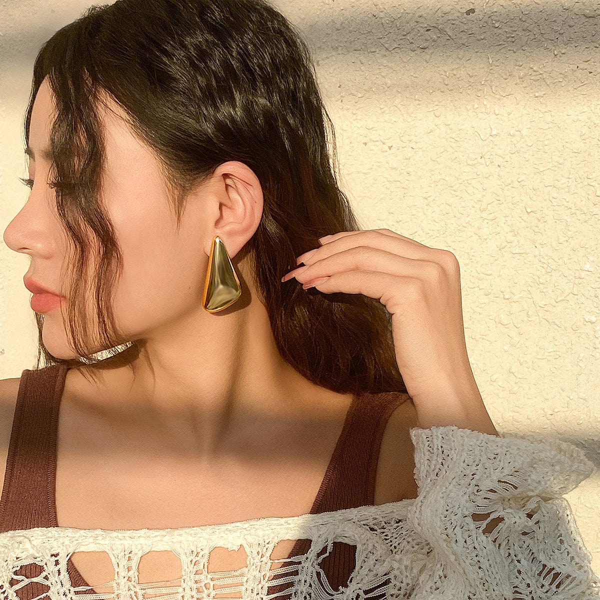 Geometric Glossy Triangle Dangle Earrings - ArtGalleryZen