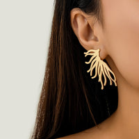 Thumbnail for Geometric Gold Silver Plated Coral Shaped Earrings - ArtGalleryZen