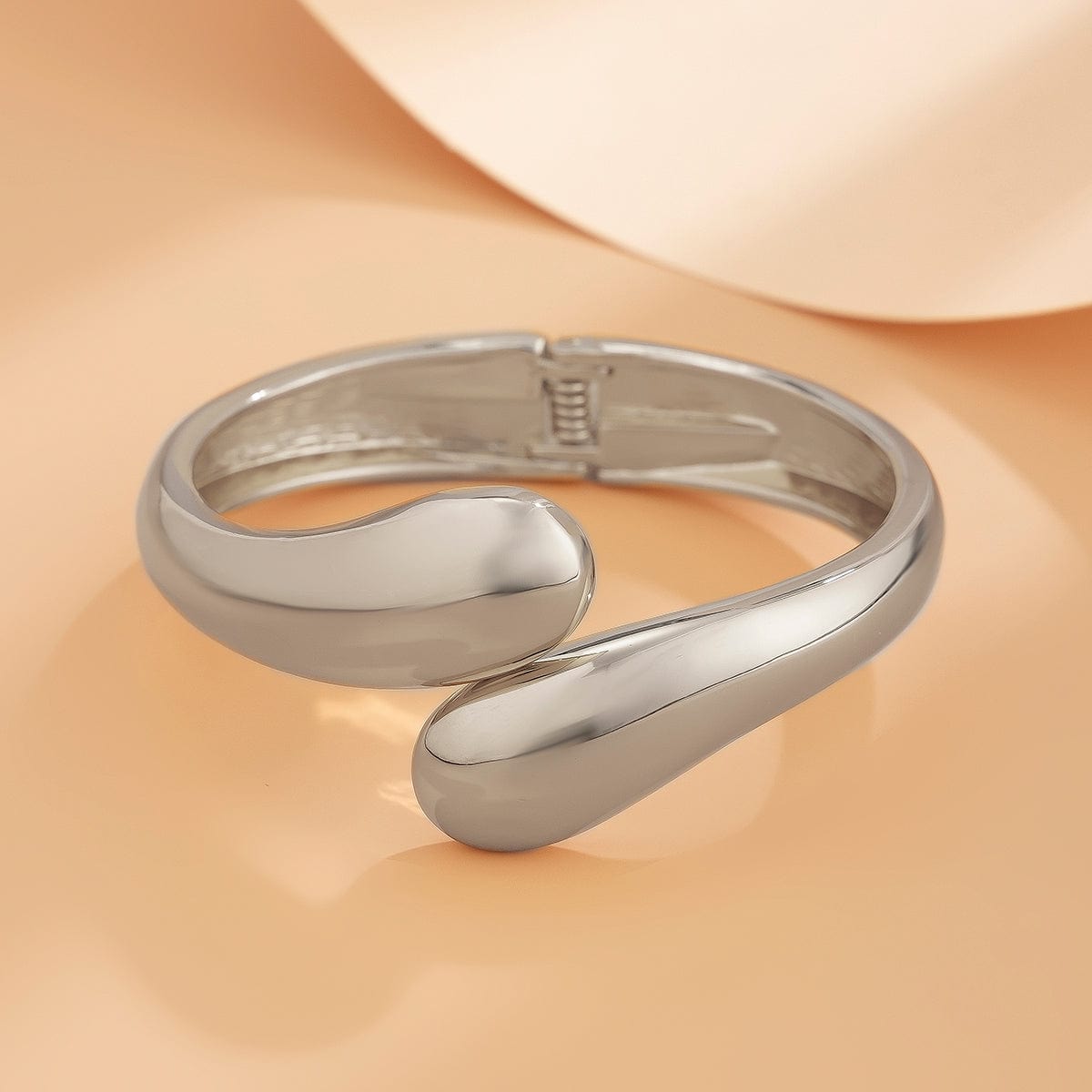 Geometric Gold Silver Plated Curved Bangle Bracelet Set - ArtGalleryZen