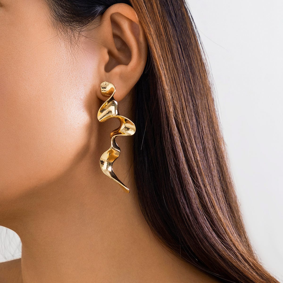 Geometric Gold Silver Plated Curved Shaped Earrings - ArtGalleryZen