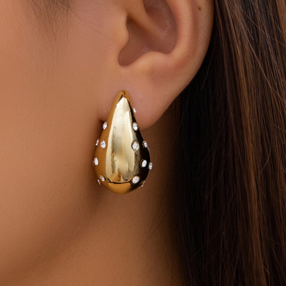 Geometric Gold Silver Plated CZ Inlaid Waterdrop Dangle Earrings - ArtGalleryZen