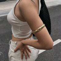 Thumbnail for Geometric Gold Silver Plated Glossy Arm Cuff - ArtGalleryZen