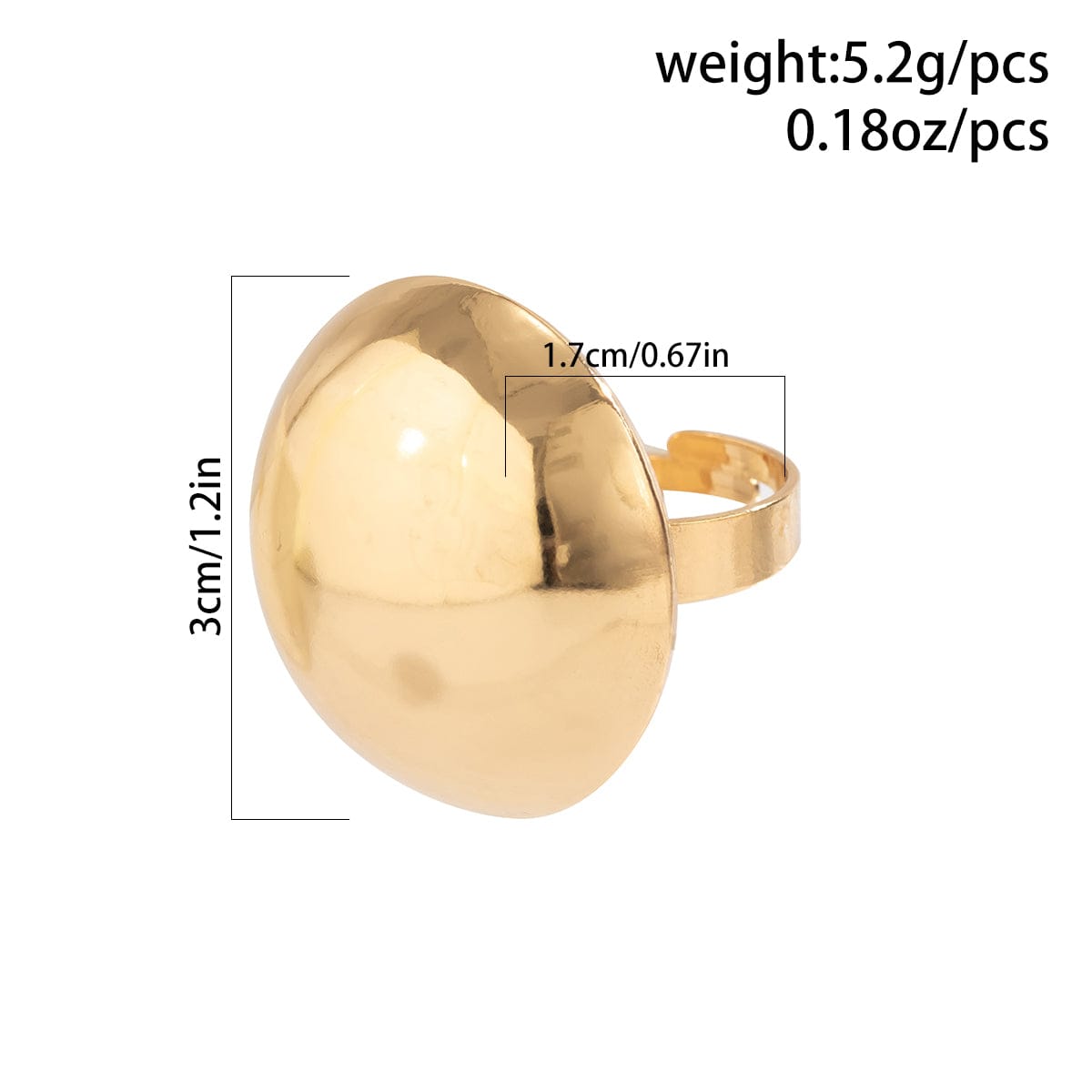 Geometric Gold Silver Plated Half Ball Open Ring - ArtGalleryZen