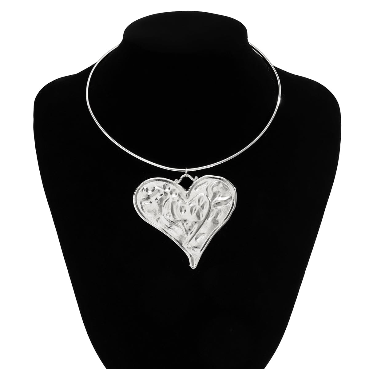 Geometric Gold Silver Plated Heart Pendant Necklace - ArtGalleryZen