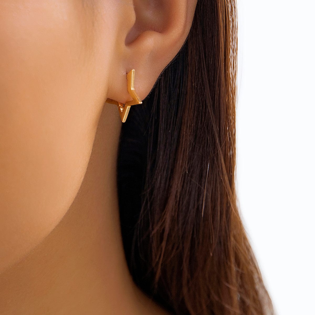 Geometric Gold Silver Plated Hollow Star Earrings - ArtGalleryZen