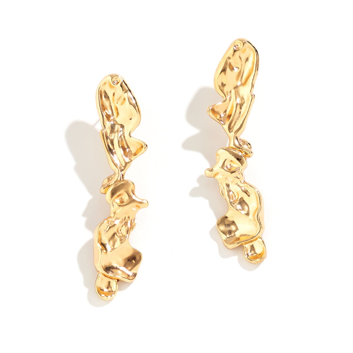 Geometric Gold Silver Plated Irregular Lava Earrings - ArtGalleryZen