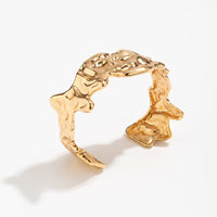 Thumbnail for Geometric Gold Silver Plated Irregular Lava Open Cuff Bracelet - ArtGalleryZen