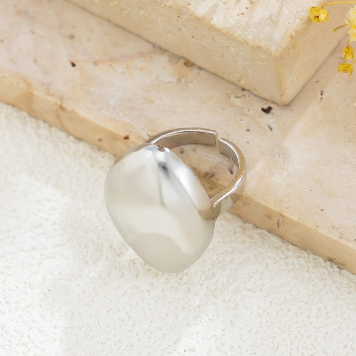 Geometric Gold Silver Plated Irregular Oval Open Ring - ArtGalleryZen