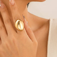 Thumbnail for Geometric Gold Silver Plated Irregular Oval Open Ring - ArtGalleryZen