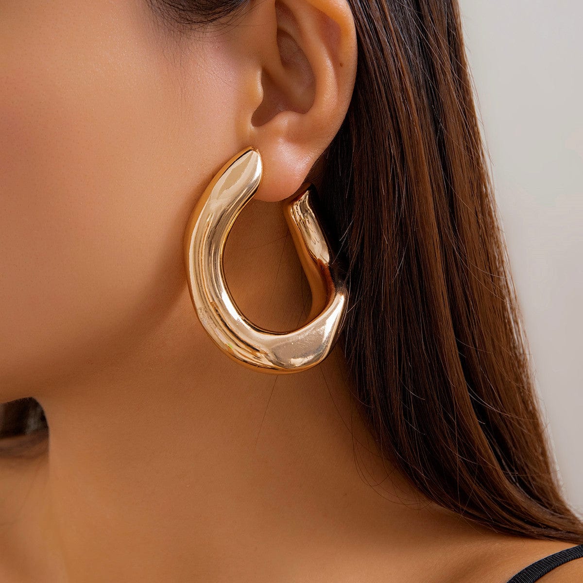 Geometric Gold Silver Plated Irregular U Shaped Stud Earrings - ArtGalleryZen
