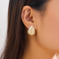 Thumbnail for Geometric Gold Silver Plated Pattren Waterdrop Earrings - ArtGalleryZen