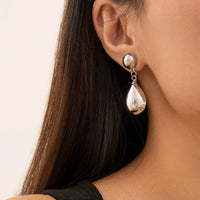 Thumbnail for Geometric Gold Silver Plated Waterdrop Dangle Earrings - ArtGalleryZen