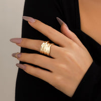 Thumbnail for Geometric Gold Silver Plated Wide Irregular Arc Ring - ArtGalleryZen
