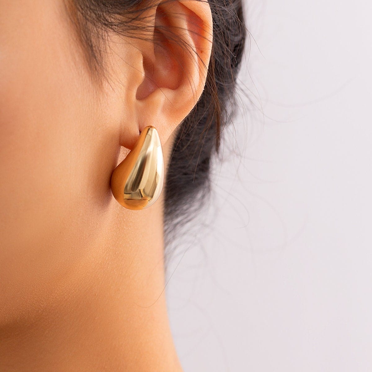 Geometric Gold Silver Tone Chunky Waterdrop Earrings - ArtGalleryZen