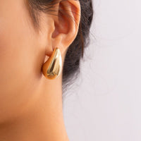 Thumbnail for Geometric Gold Silver Tone Chunky Waterdrop Earrings - ArtGalleryZen