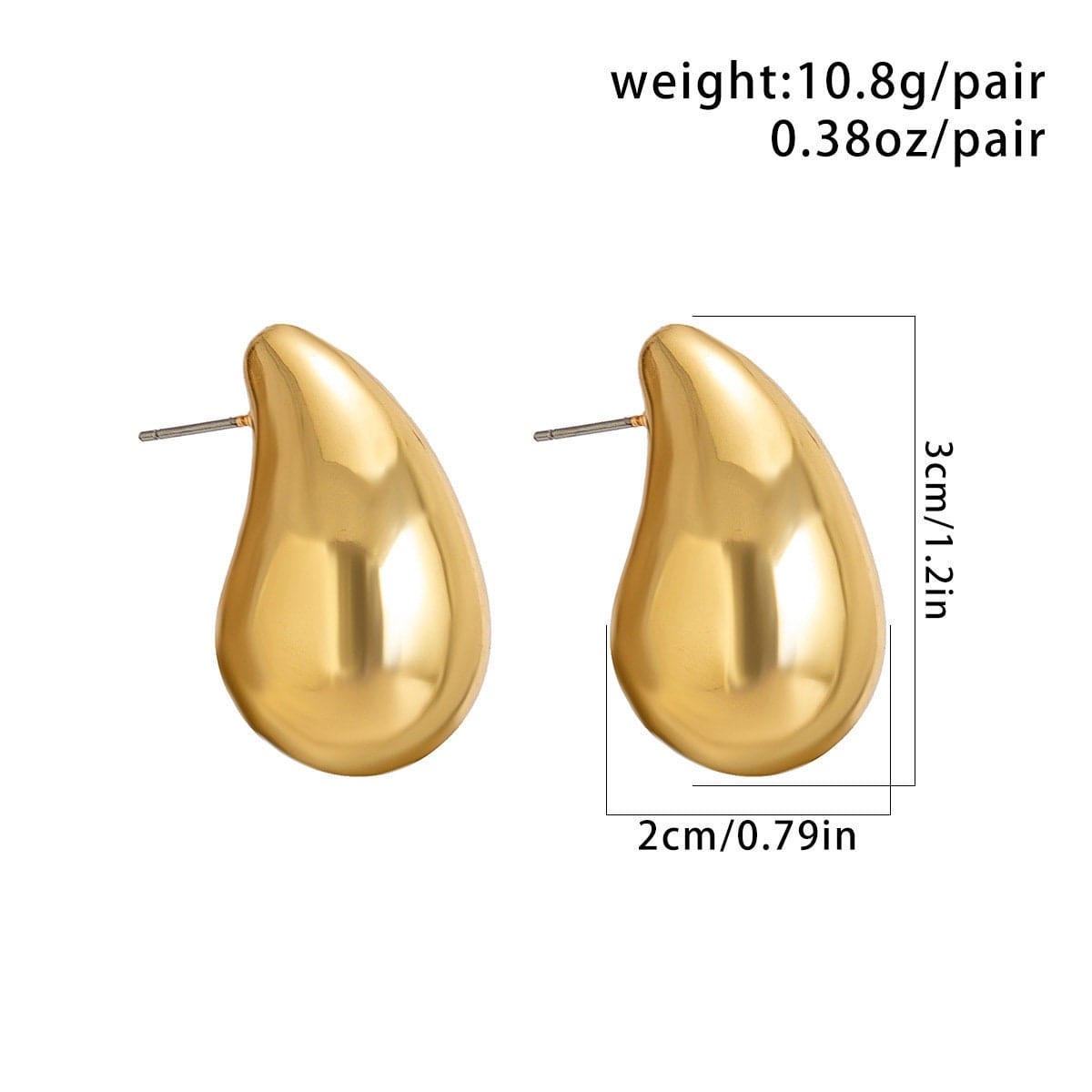 Geometric Gold Silver Tone Chunky Waterdrop Earrings - ArtGalleryZen