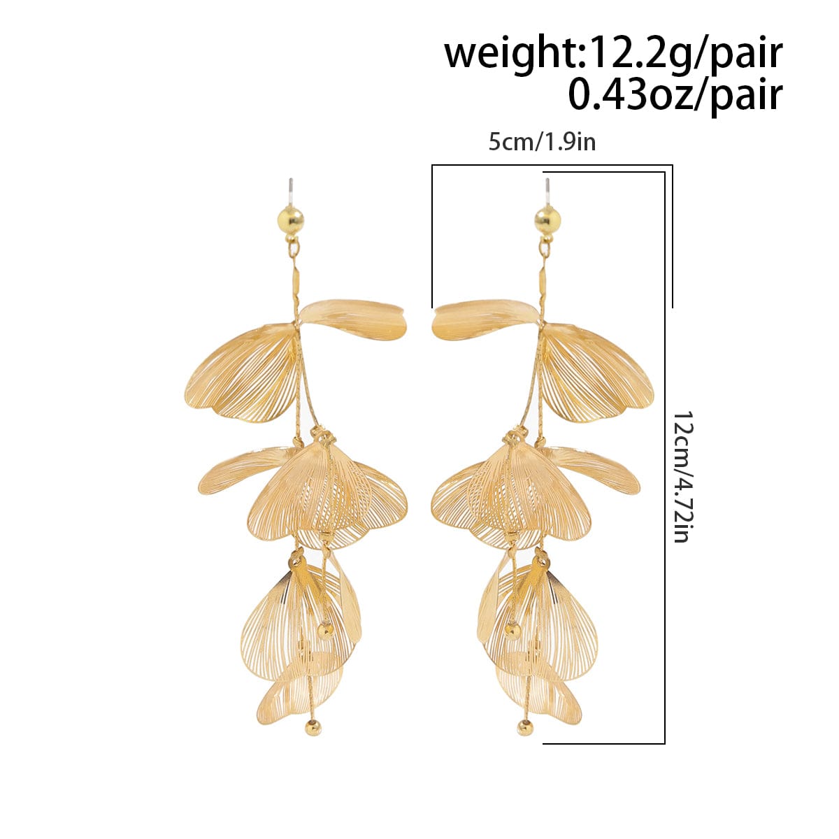 Geometric Abstract Gold Silver Tone Leaf Pendant Earrings - ArtGalleryZen