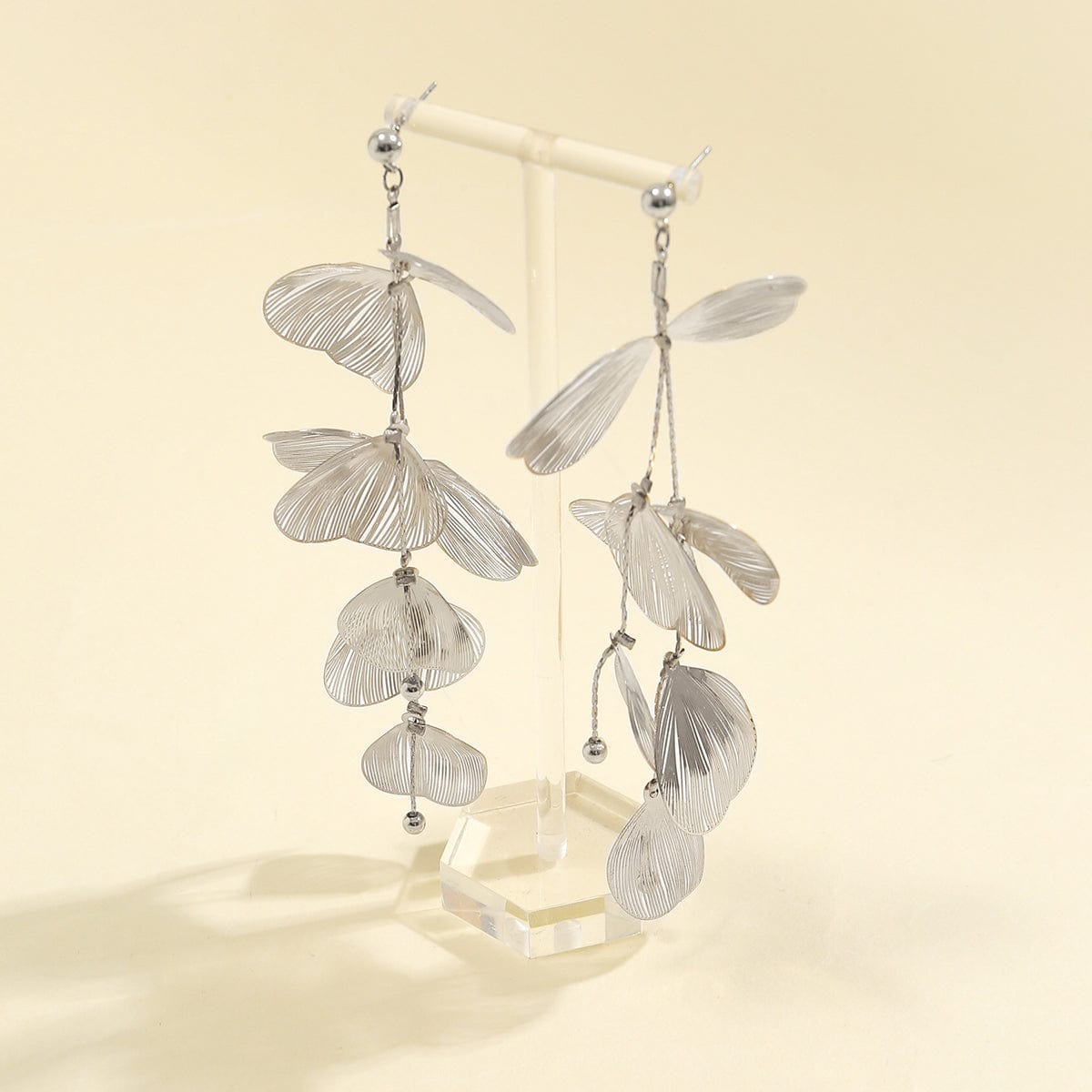 Geometric Abstract Gold Silver Tone Leaf Pendant Earrings - ArtGalleryZen