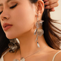 Thumbnail for Geometric Abstract Gold Silver Tone Leaf Pendant Earrings - ArtGalleryZen