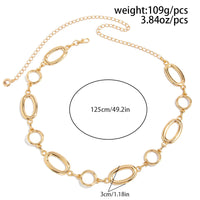 Thumbnail for Geometric Gold Silver Tone Hollow Oval Waist Chain - ArtGalleryZen
