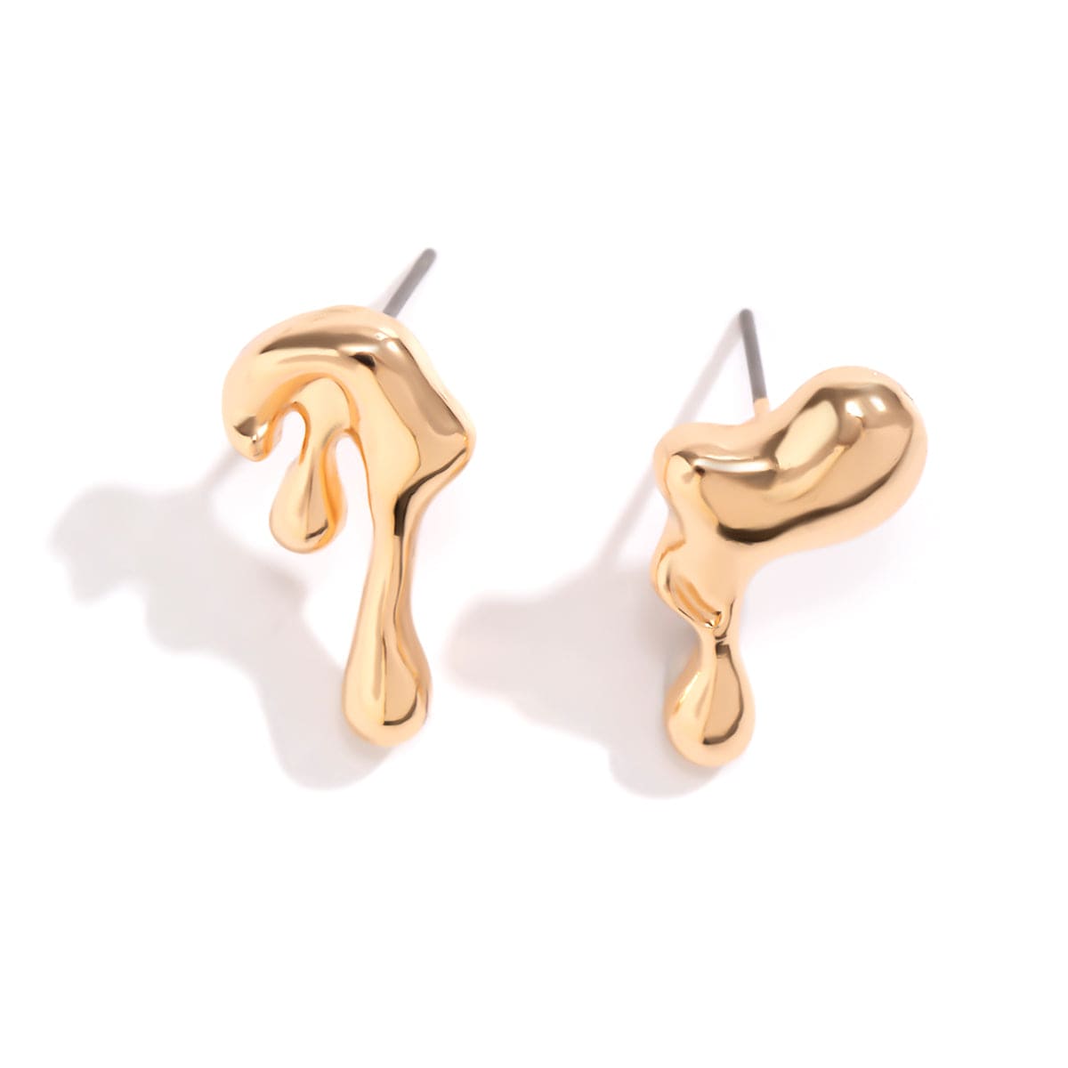 Geometric Tiny Gold Silver Tone Lava Earrings - ArtGalleryZen