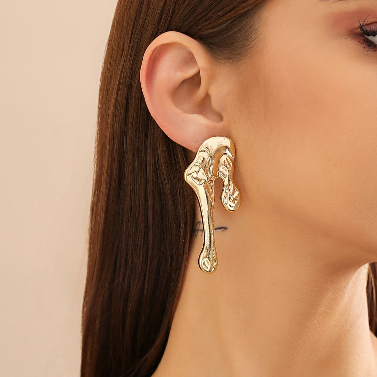 Geometric Gold Silver Tone Lava Earrings - ArtGalleryZen